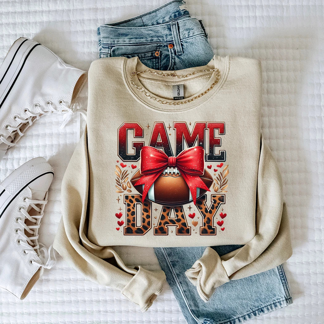 Game Day football graphic crewneck sweatshirt.