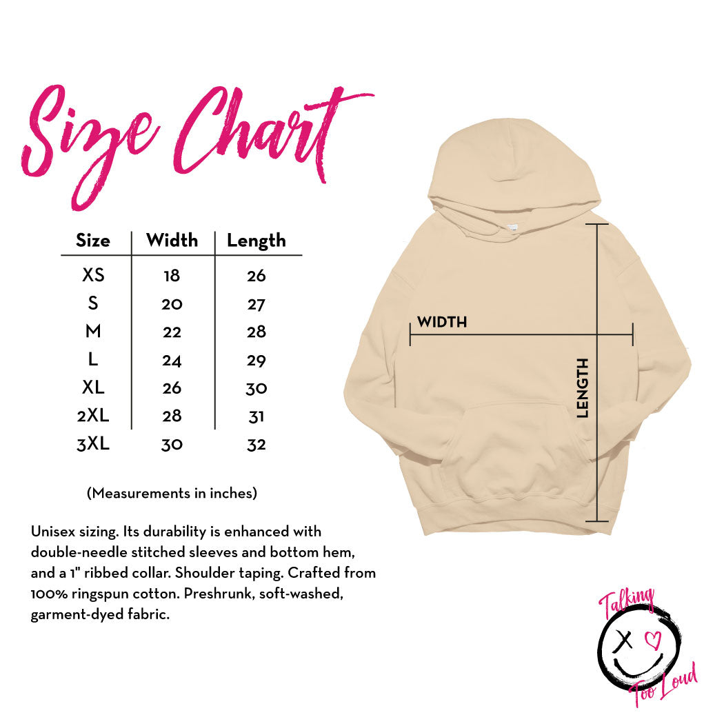 Graphic Apparel Hoodie Size Chart