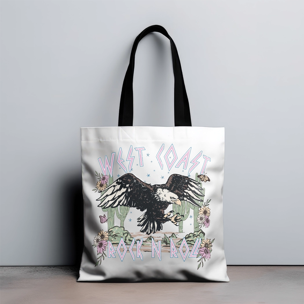 West coast rock n roll tote bag