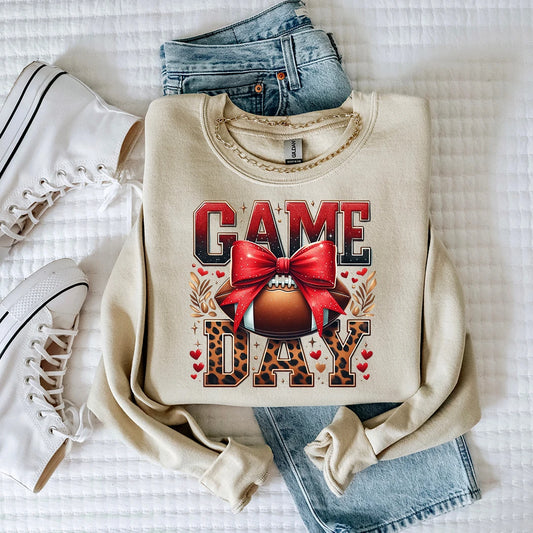 Game Day football graphic crewneck sweatshirt.