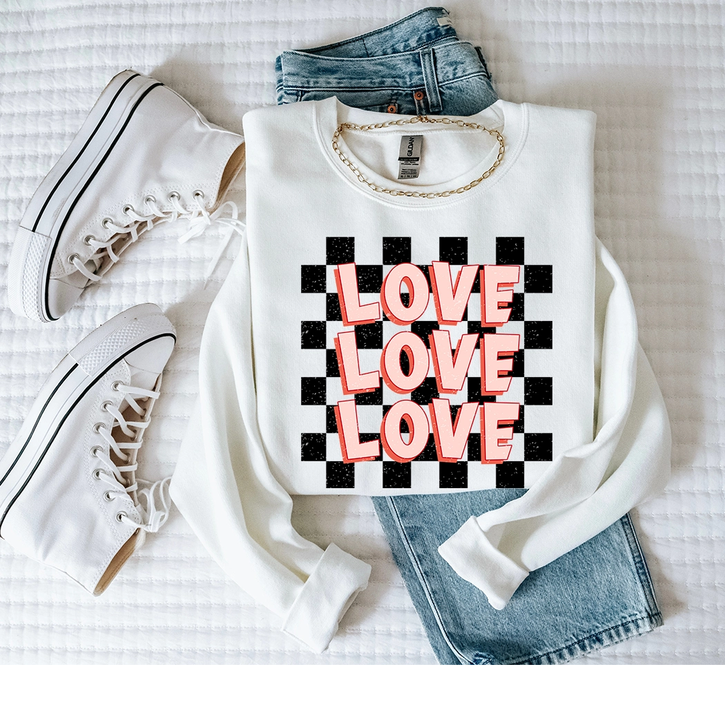 Love Love Love Valentines Day Crewneck