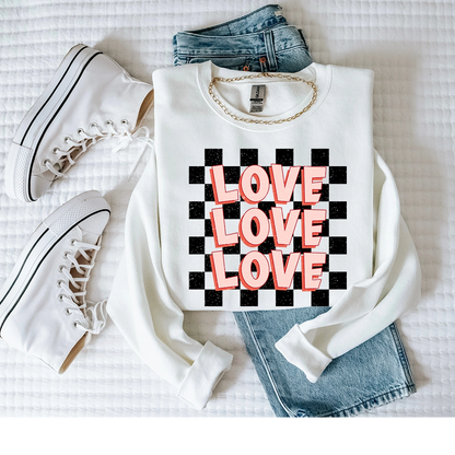 Love Love Love Valentines Day Crewneck