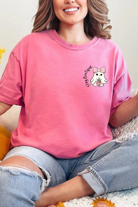 Stay Bootiful Pink Halloween Graphic Tee