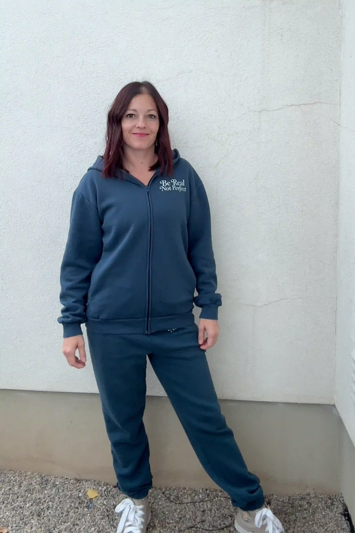 Be Real Not Perfect Full-Zip Sweatpants - Talking Too Loud Apparel