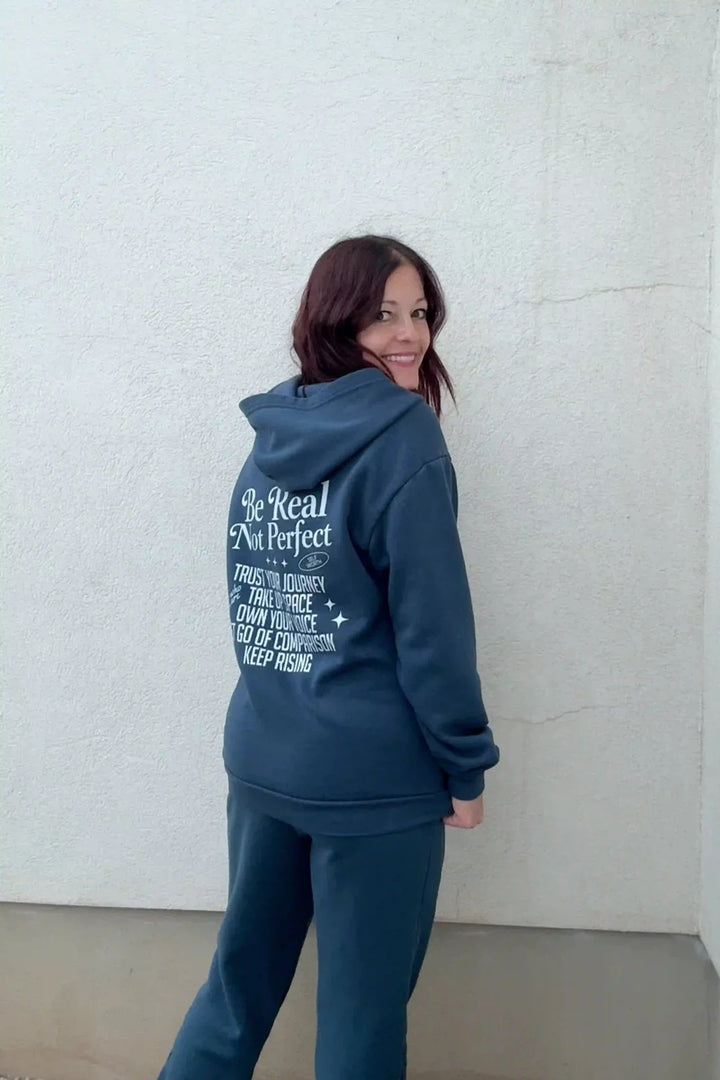 Be Real Not Perfect Full-Zip Sweatpants - Talking Too Loud Apparel