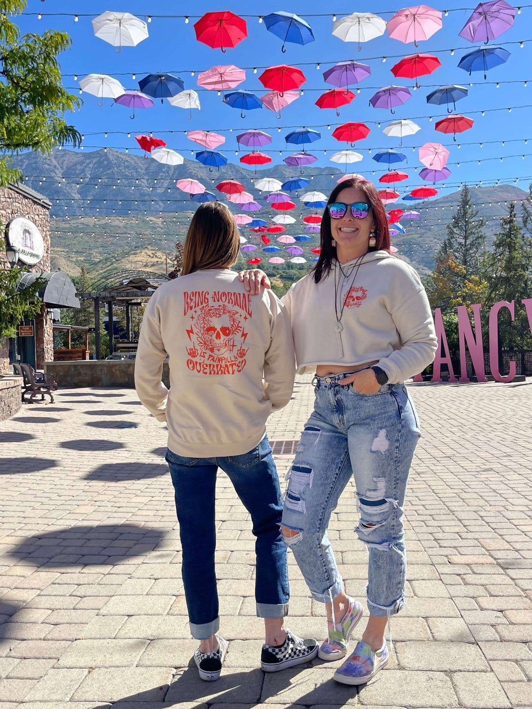 Being Normal is Painfully Overrated Graphic Crop Top Hoodie - Talking Too Loud Apparel