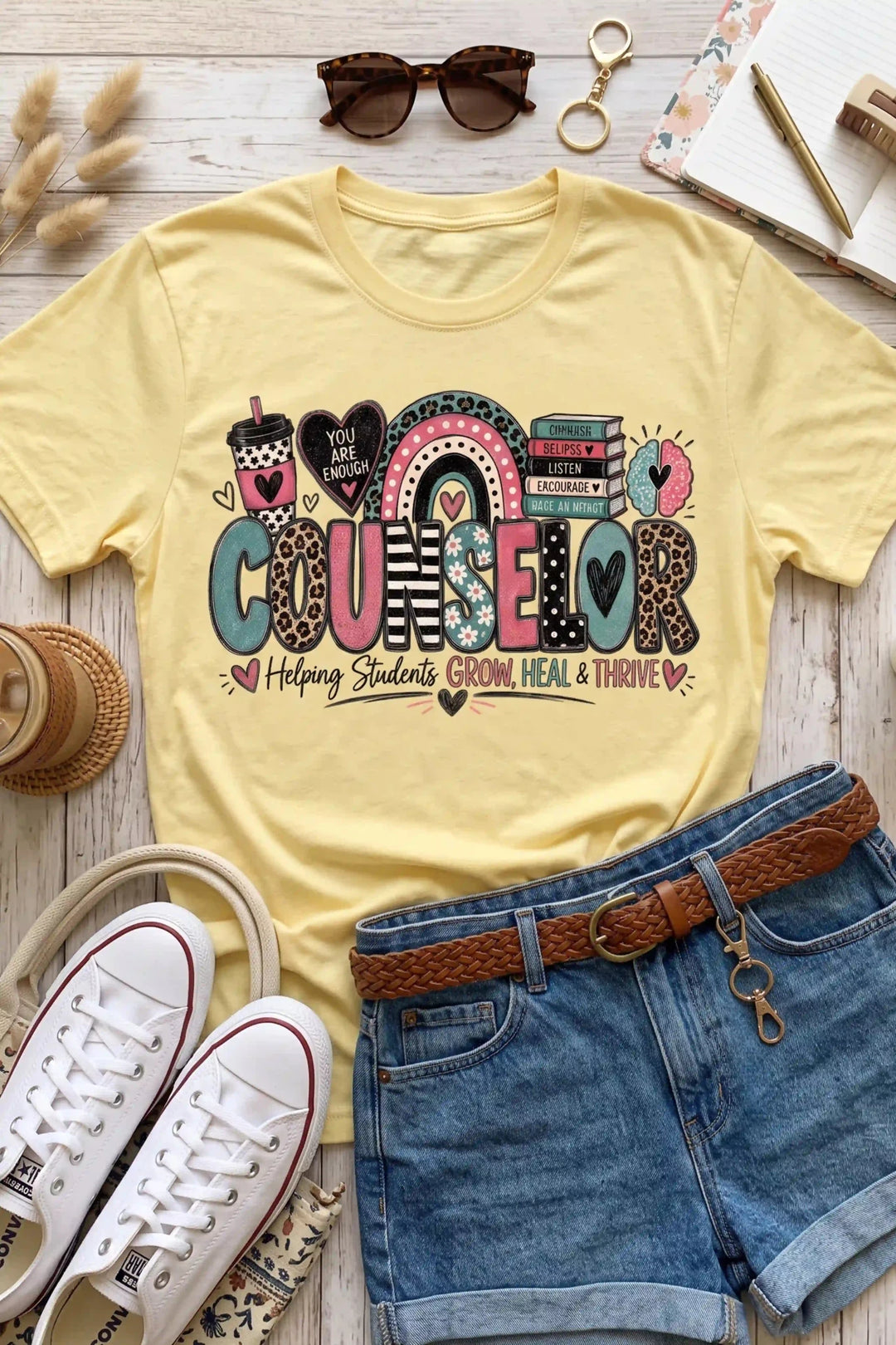Counselor Helping Students Grow Heal & Thrive Graphic Tee - Talking Too Loud Apparel