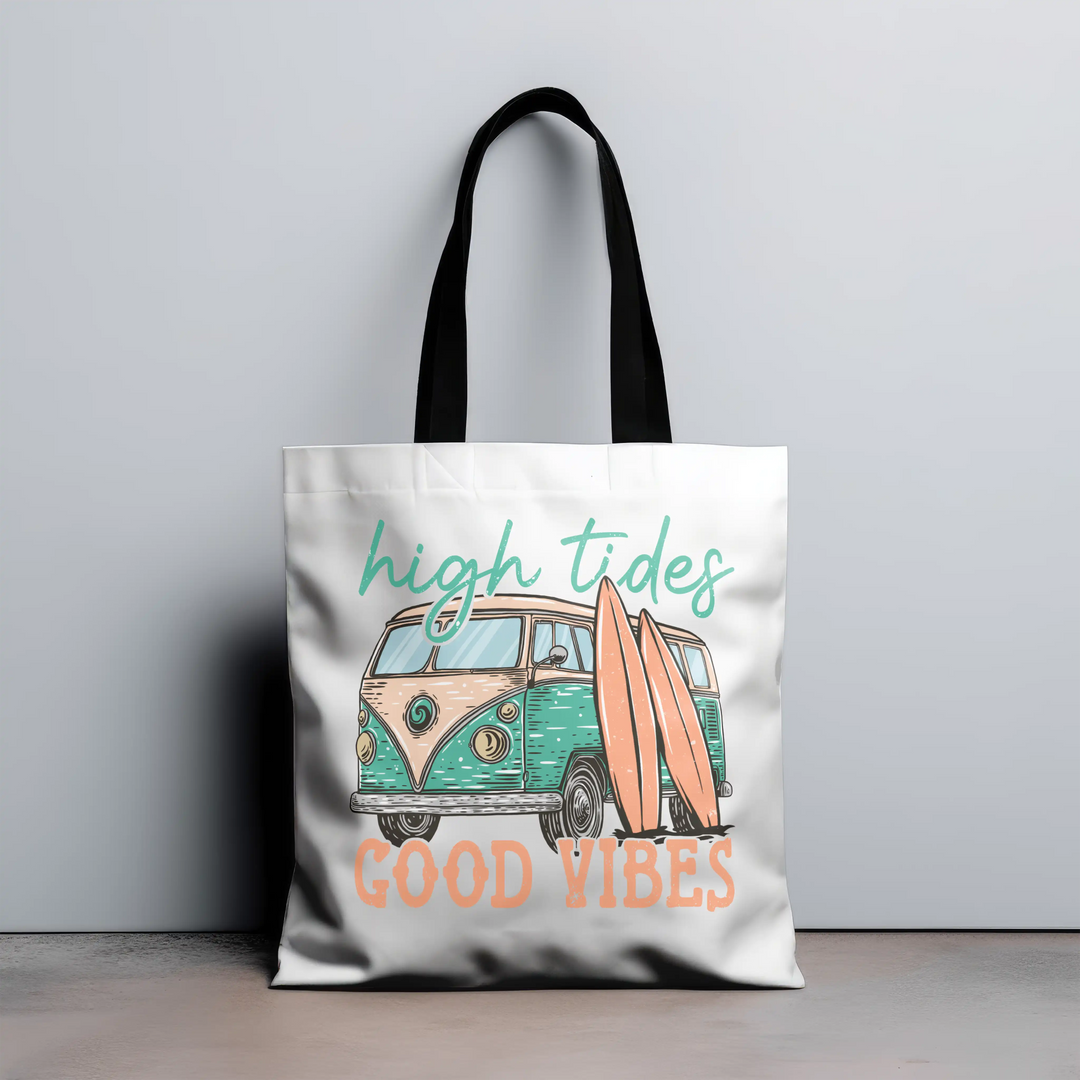 Good Vibes, High Tides Canvas Tote Bag - Talking Too Loud Apparel