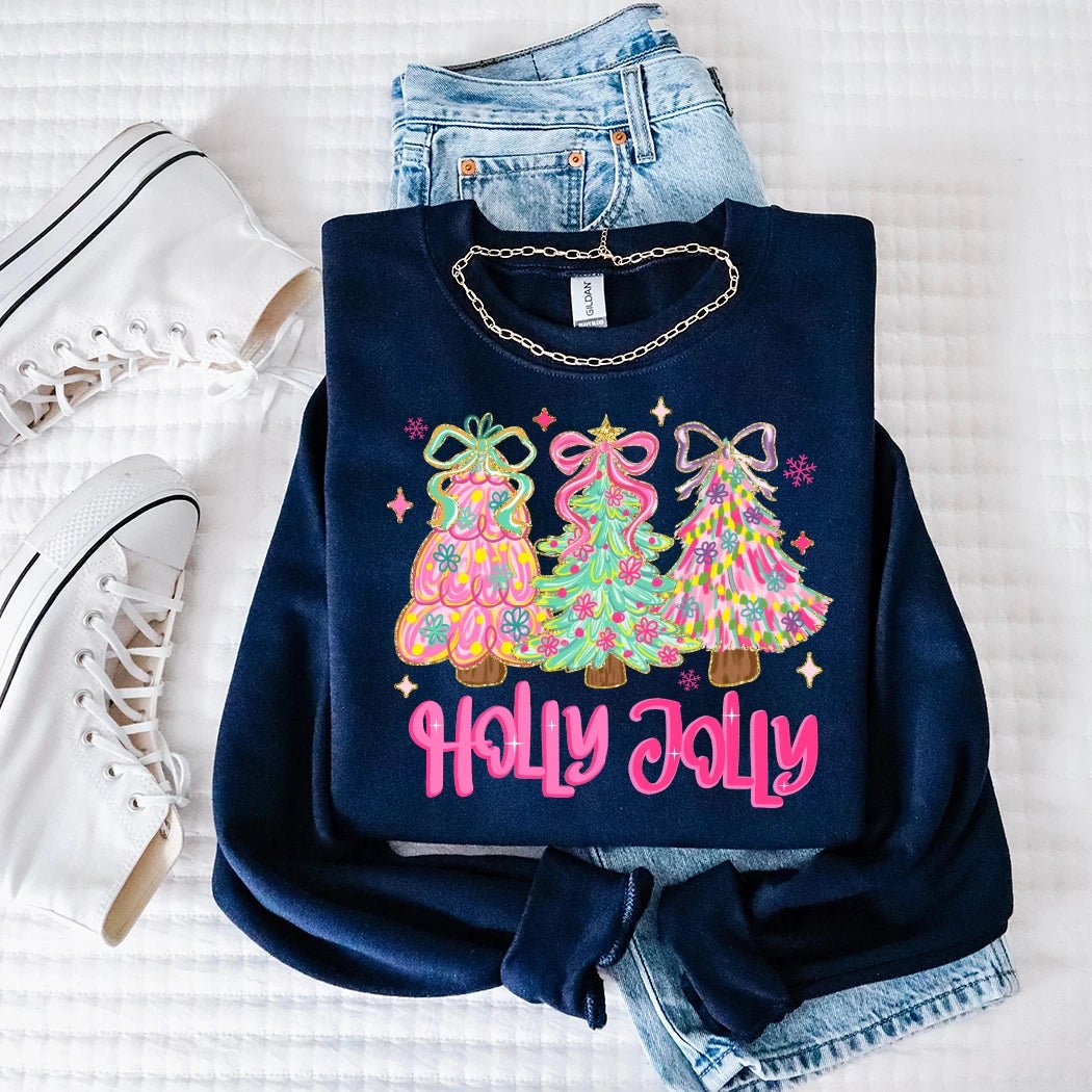 Holly Jolly Christmas Crewneck - Talking Too Loud Apparel