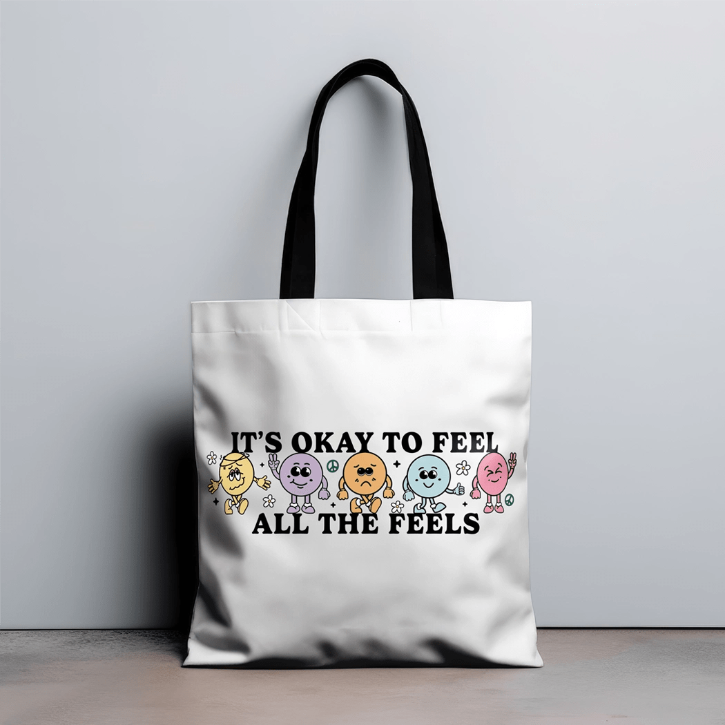 It's Okay To Feel All The Feels Canvas Tote Bag - Talking Too Loud Apparel
