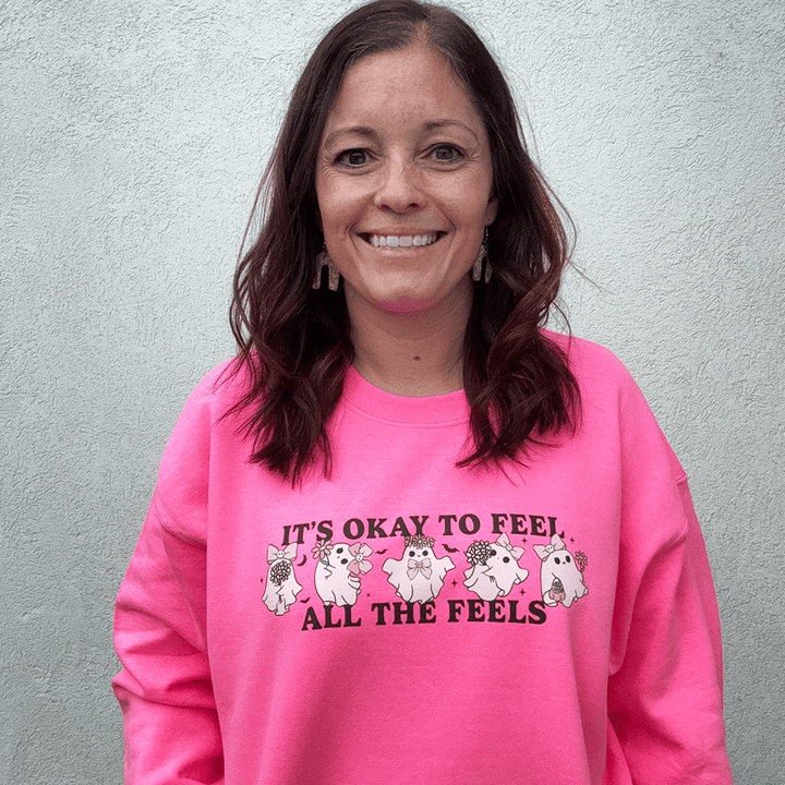 It's Okay To Feel All The Feels Halloween Graphic Crewneck - Talking Too Loud Apparel