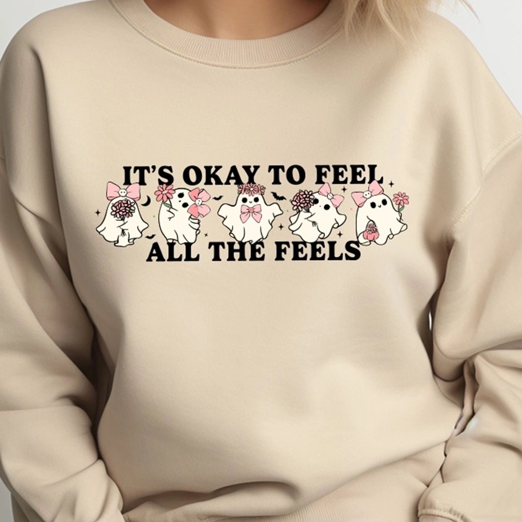 It's Okay To Feel All The Feels Halloween Graphic Crewneck - Talking Too Loud Apparel