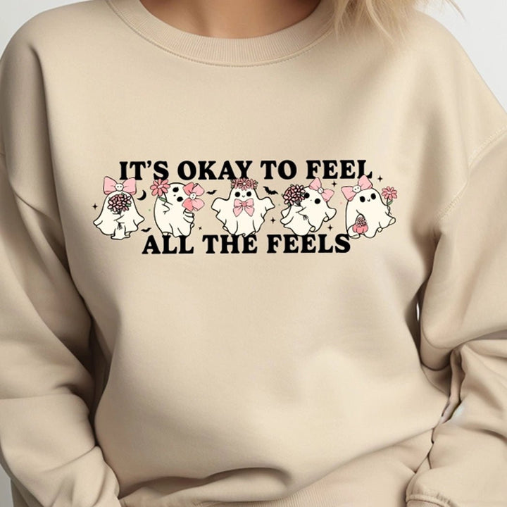 It's Okay To Feel All The Feels Halloween Graphic Crewneck - Talking Too Loud Apparel