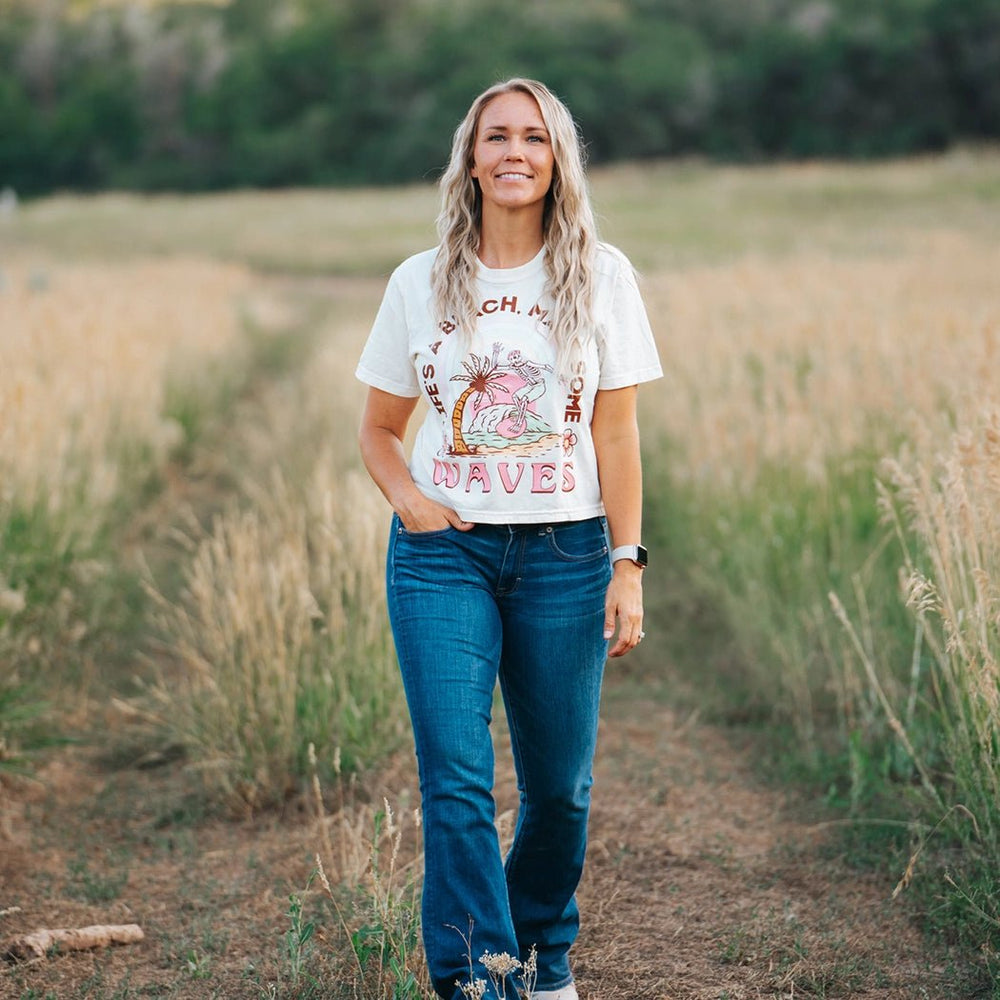 Life's a Beach, Make Some Waves Graphic Crop Top - Talking Too Loud Apparel