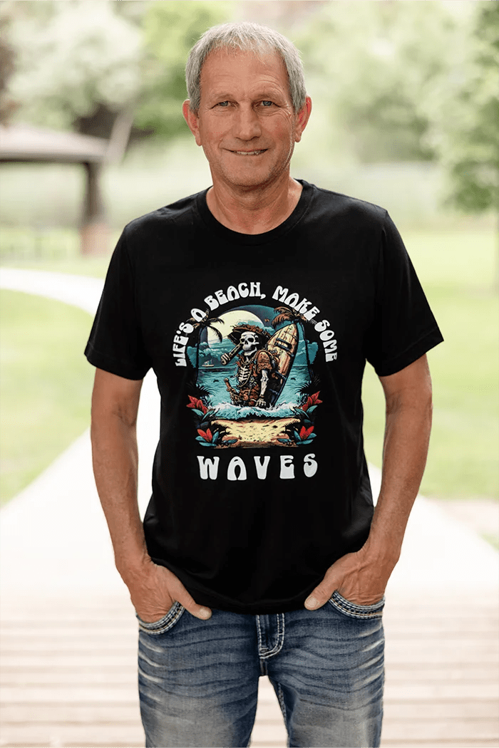 Life's a Beach, Make Some Waves Mens Graphic Tee - Talking Too Loud Apparel