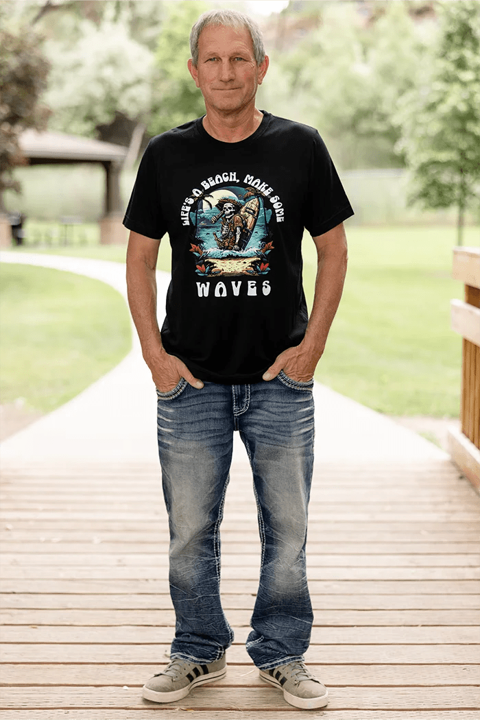 Life's a Beach, Make Some Waves Mens Graphic Tee - Talking Too Loud Apparel