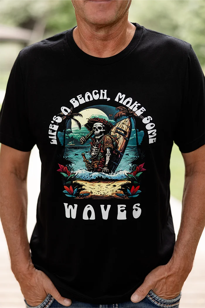 Life's a Beach, Make Some Waves Mens Graphic Tee