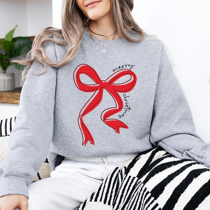 Merry Christmas Bow Christmas Crewneck - Talking Too Loud Apparel