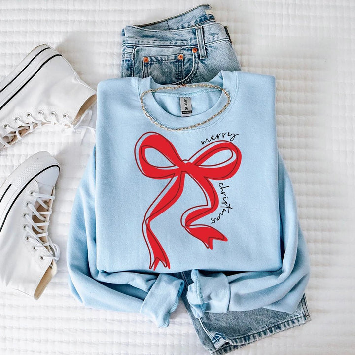 Merry Christmas Bow Christmas Crewneck - Talking Too Loud Apparel