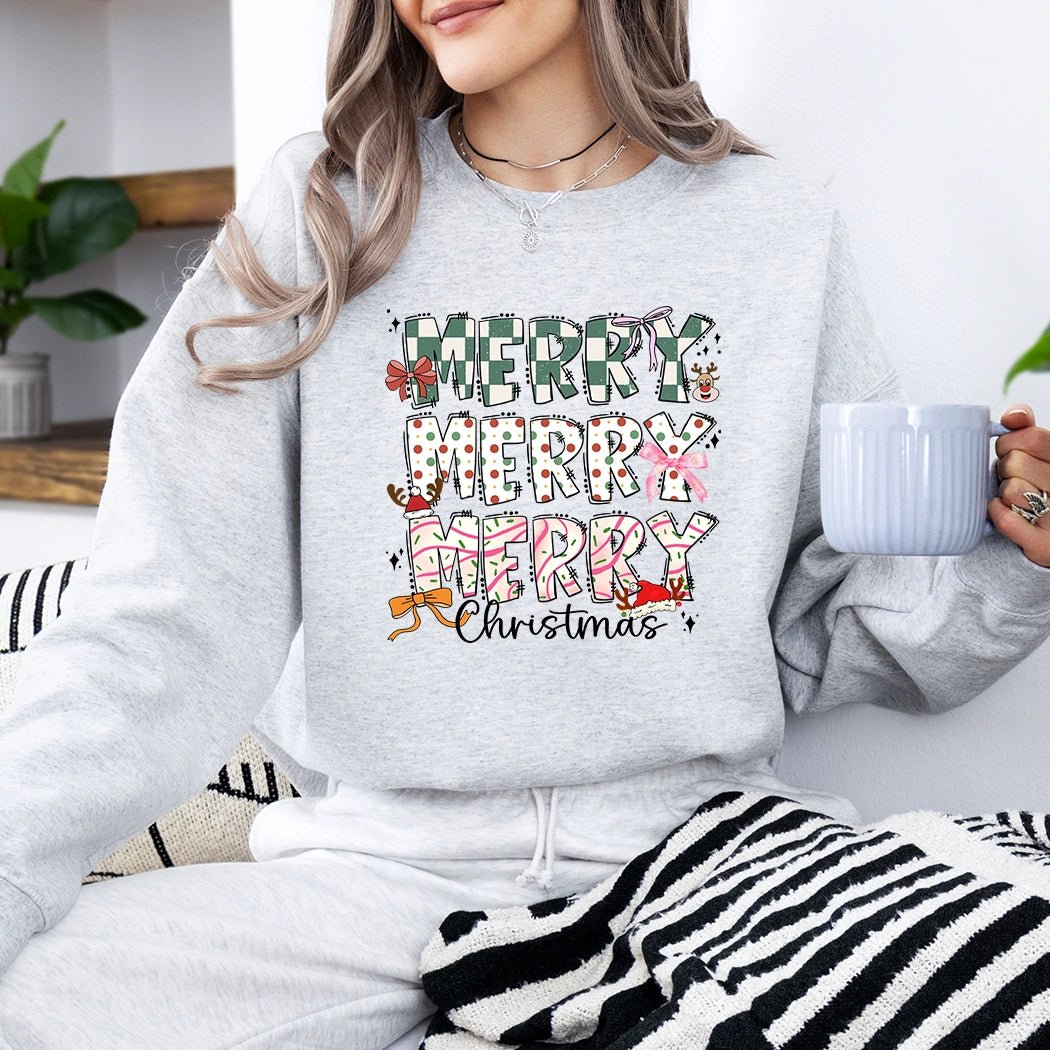 Merry Merry Merry Christmas Crewneck - Talking Too Loud Apparel