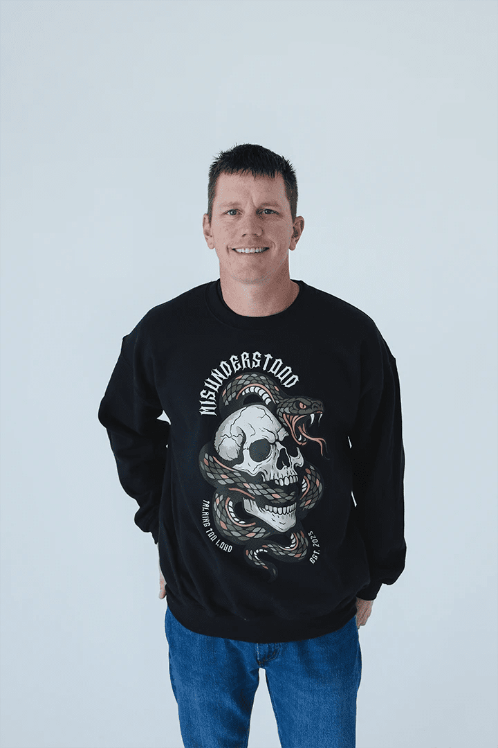 Misunderstood Skeleton Snake Graphic Crewneck - Talking Too Loud Apparel