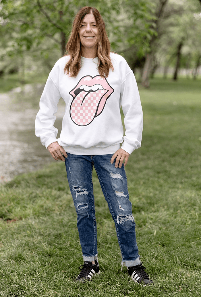 Pink Checkered Tongue - Talking Too Loud Apparel