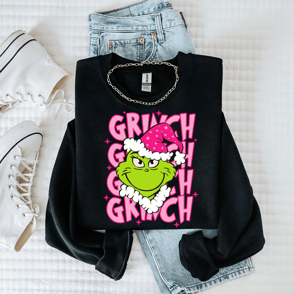 Pink Grinch Holiday Crewneck - Talking Too Loud Apparel