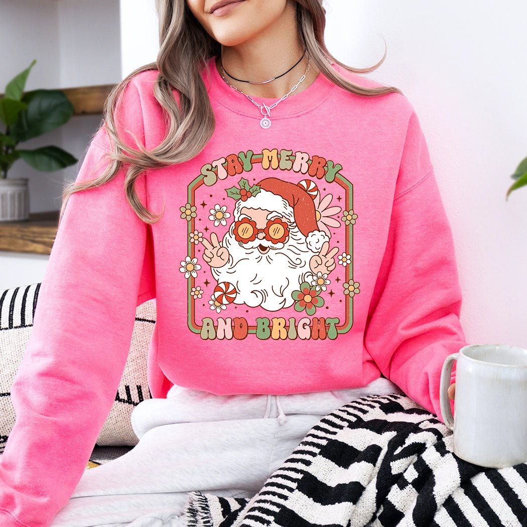 Stay Merry and Bright Christmas Crewneck - Talking Too Loud Apparel