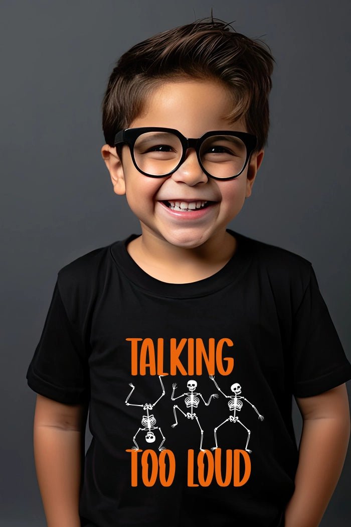 Talking Too Loud Dancing Skeletons Kids Halloween Graphic Tee - Talking Too Loud Apparel