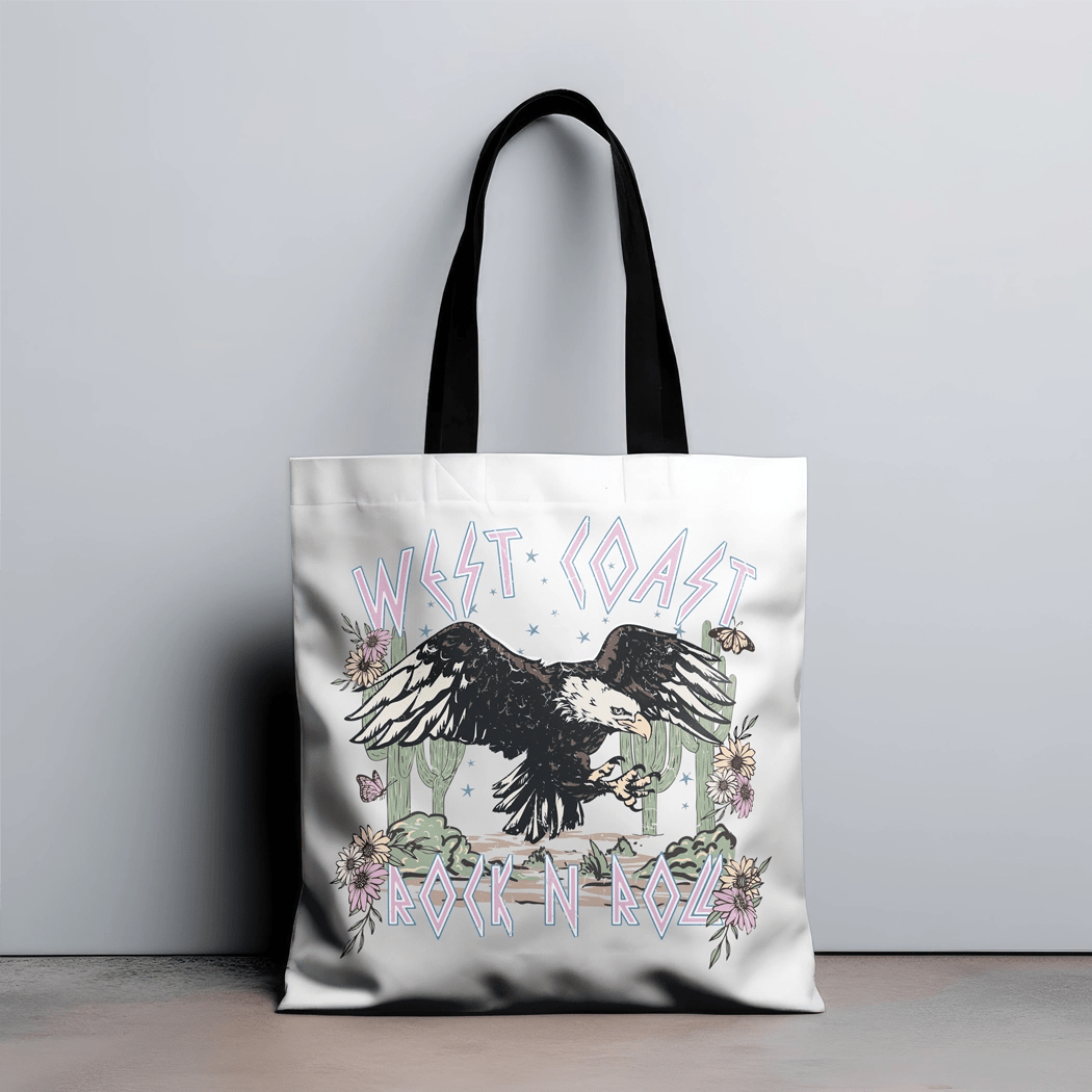 West Coast Rock N Roll Canvas Tote Bag - Talking Too Loud Apparel