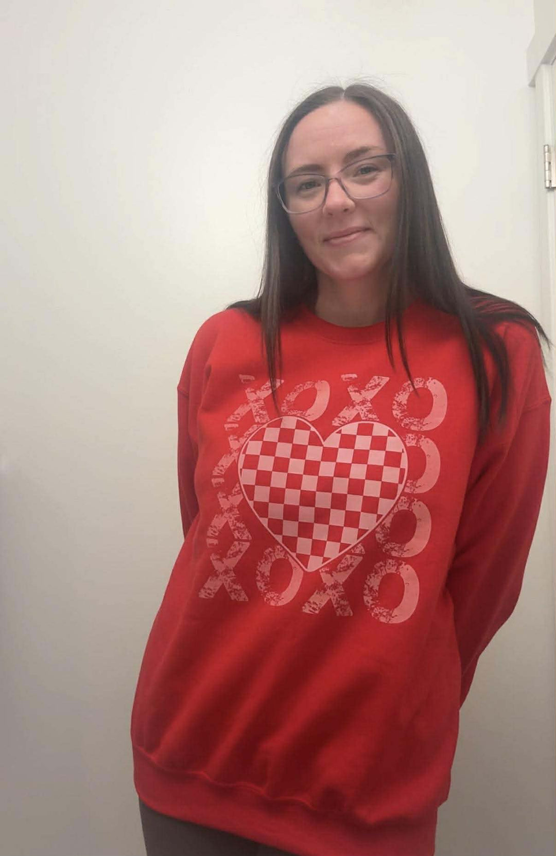XOXO Checkerboard Heart Crewneck - Talking Too Loud Apparel